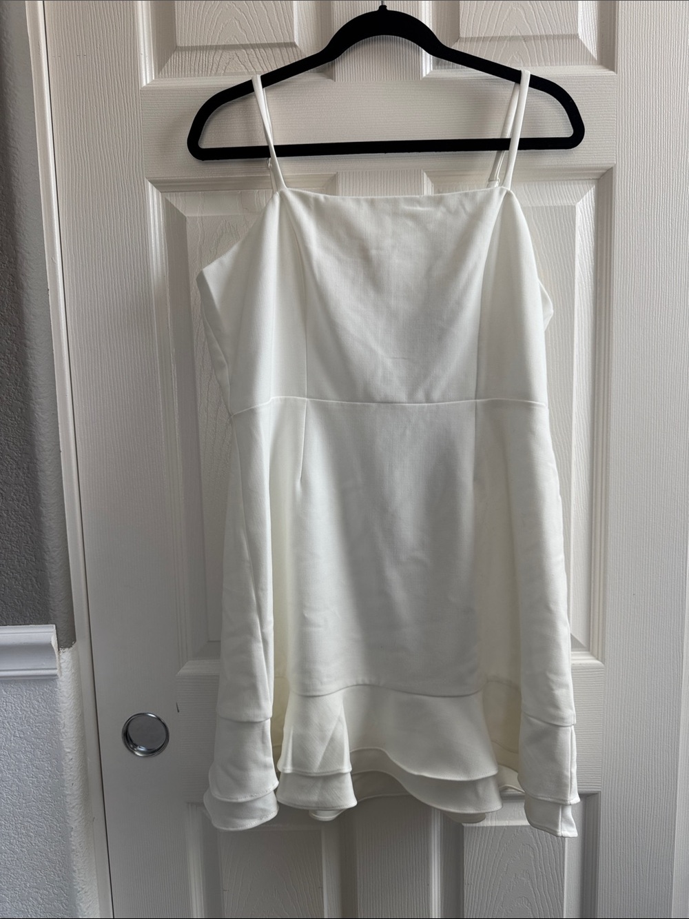 NWT French Connection Women's White Spaghetti Strap Ruffle Hem Camisole Dress